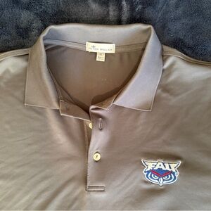 Peter Millar Gray FAU Owls Polo Shirt with Embroidered Logo
